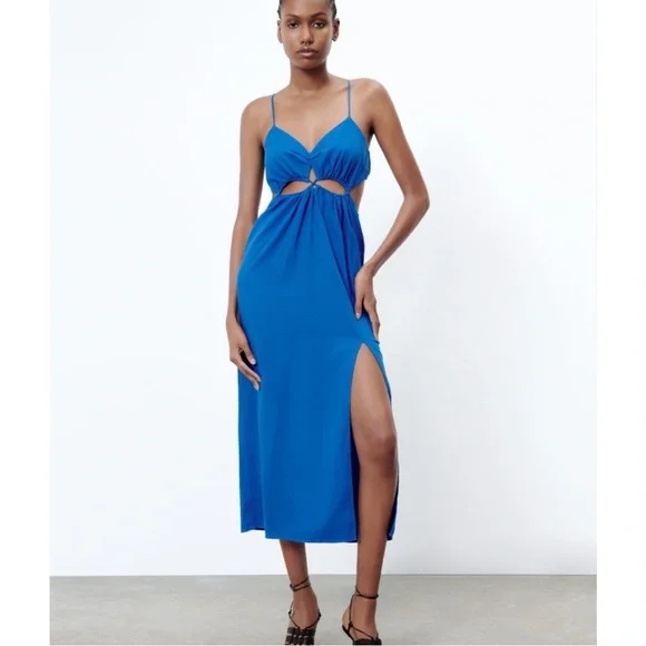 shirt a-line dress Women's Pretty in Pinstripes Blue Cotton Stripe Button Front Maxi Shirt Dress | Size: M main image 1